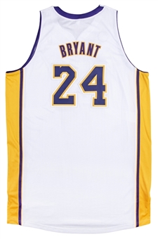 2013 Kobe Bryant Pro Cut Los Angeles Lakers White Alternate Jersey With Jerry Buss Patch (Sports Investors Authentication)